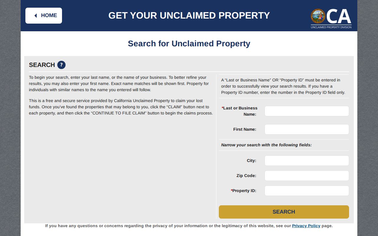 South San Francisco people search for unclaimed property names