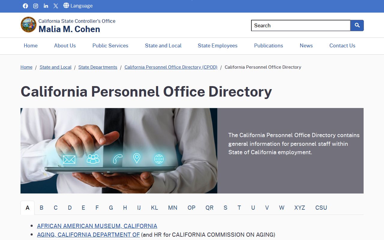 South San Francisco people directories California personnel office listing