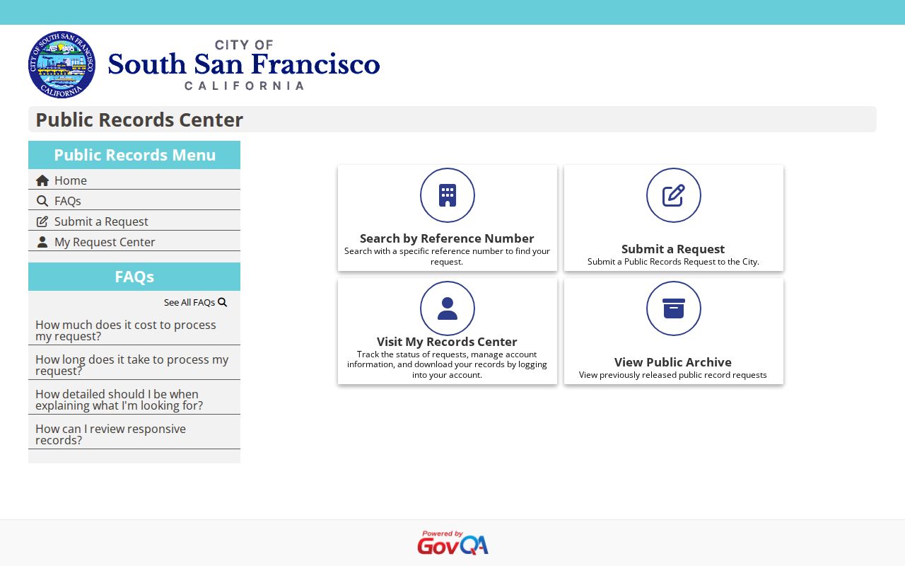 South San Francisco public records GovQA request center