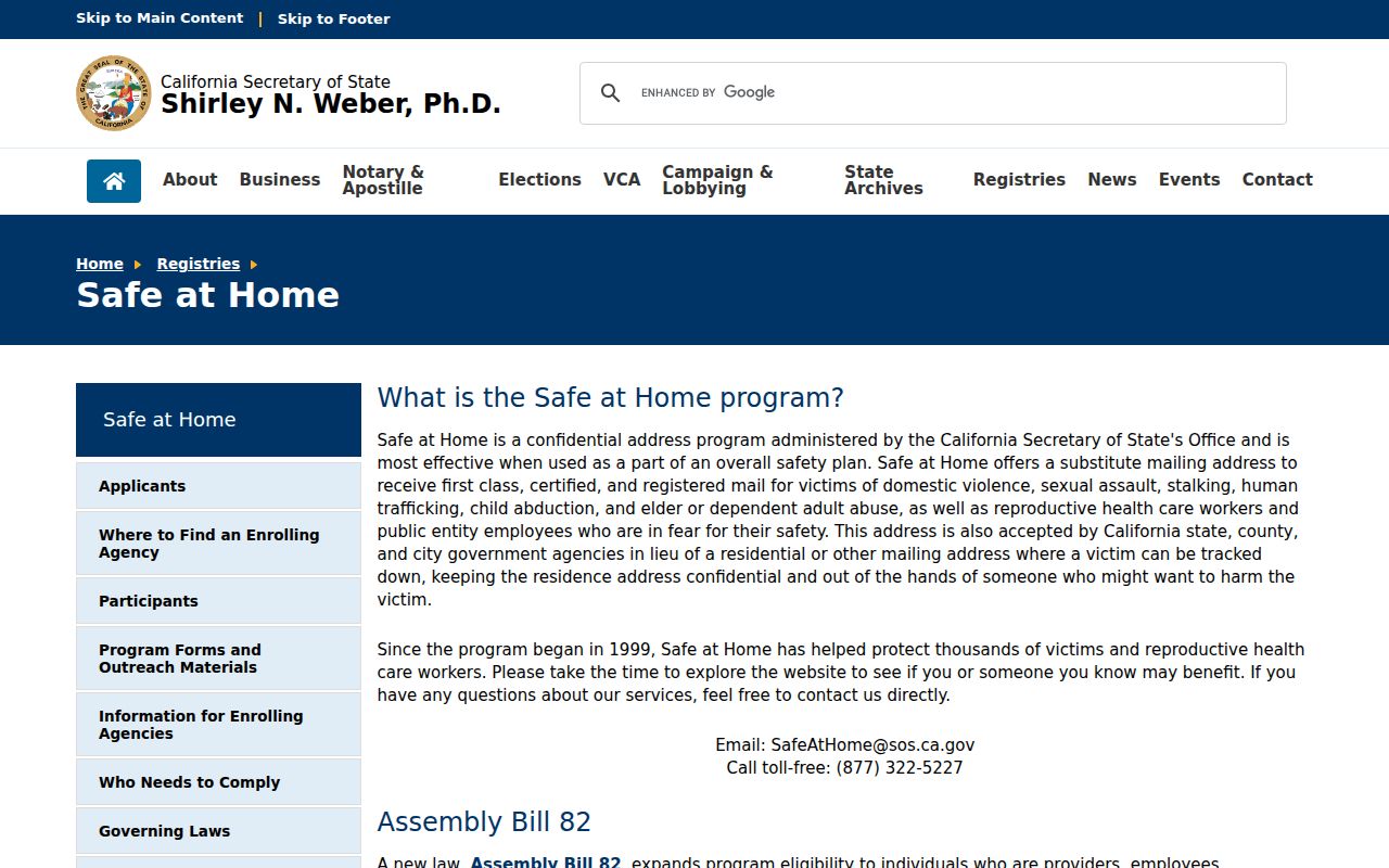 South San Francisco voter registration records Safe at Home privacy program