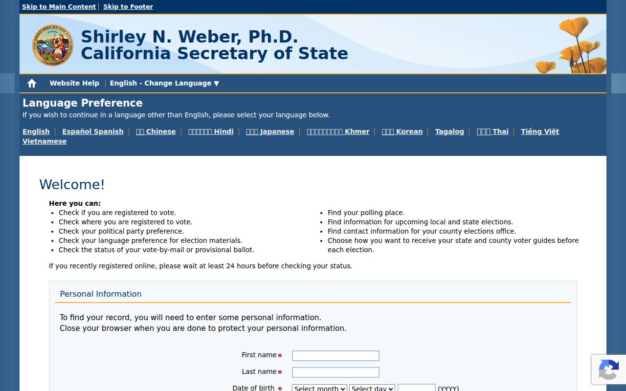 South San Francisco voter registration records statewide status lookup